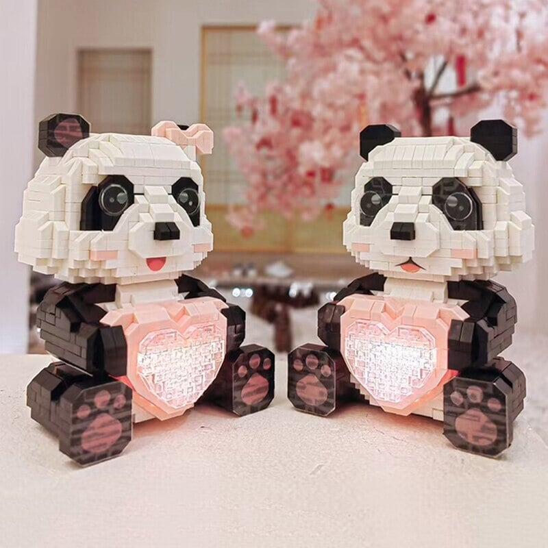 Coco and Bobo Pandas in Love LED Nano Building Blocks
