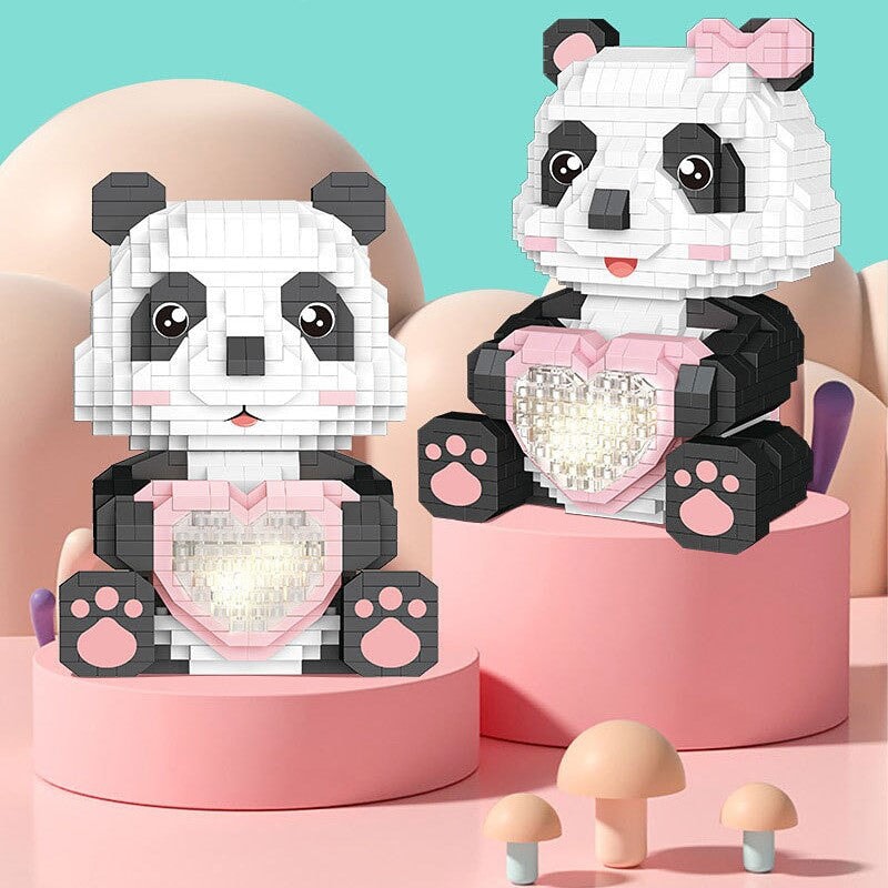 Coco and Bobo Pandas in Love LED Nano Building Blocks