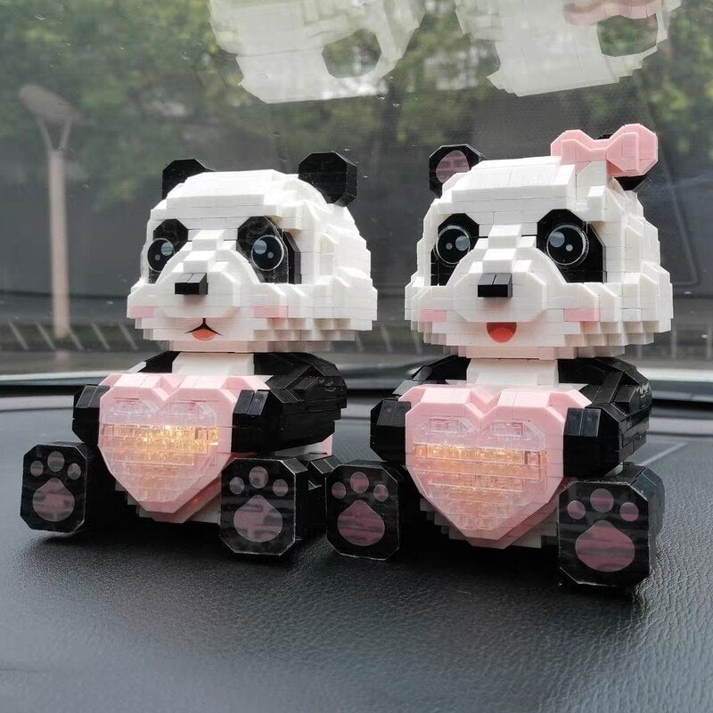 Coco and Bobo Pandas in Love LED Nano Building Blocks