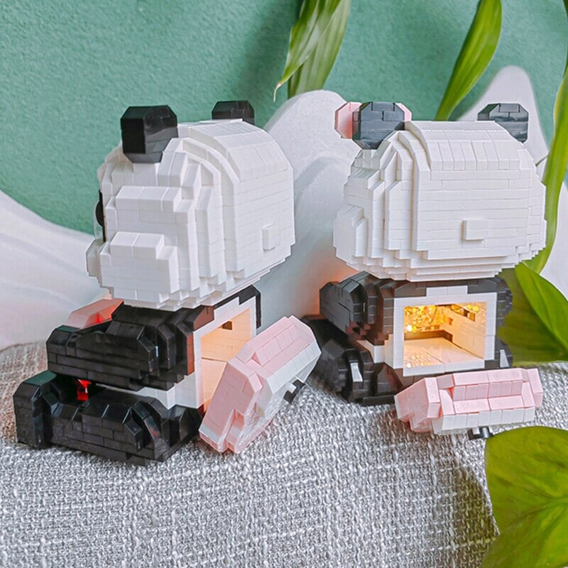 Coco and Bobo Pandas in Love LED Nano Building Blocks