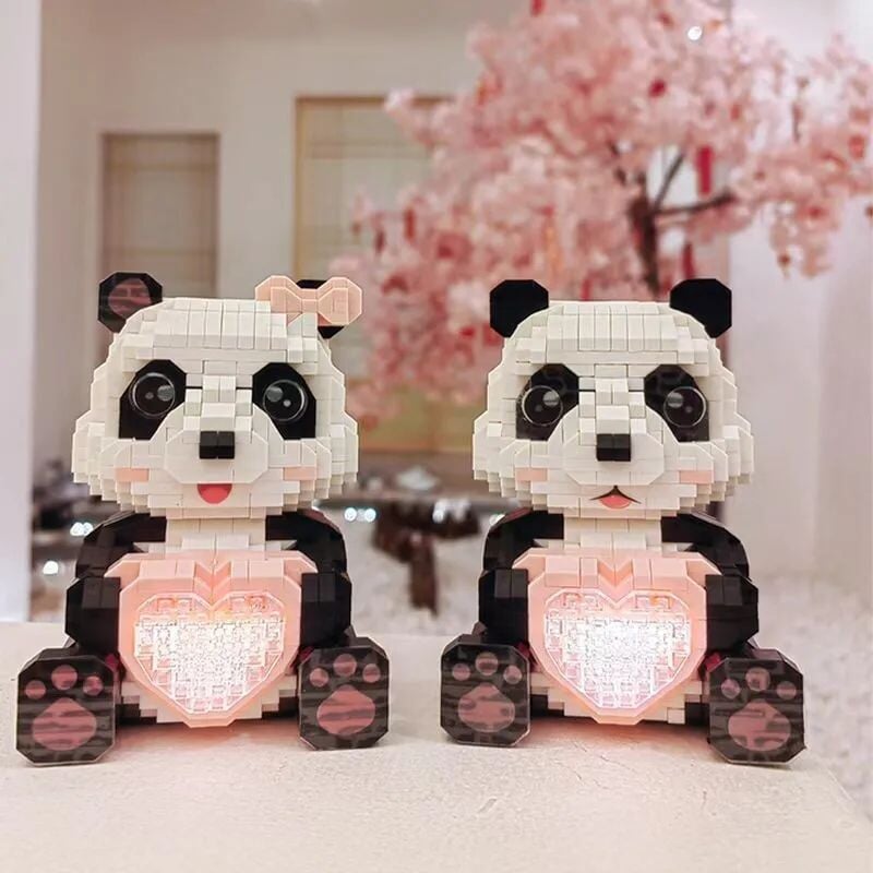 Coco and Bobo Pandas in Love LED Nano Building Blocks