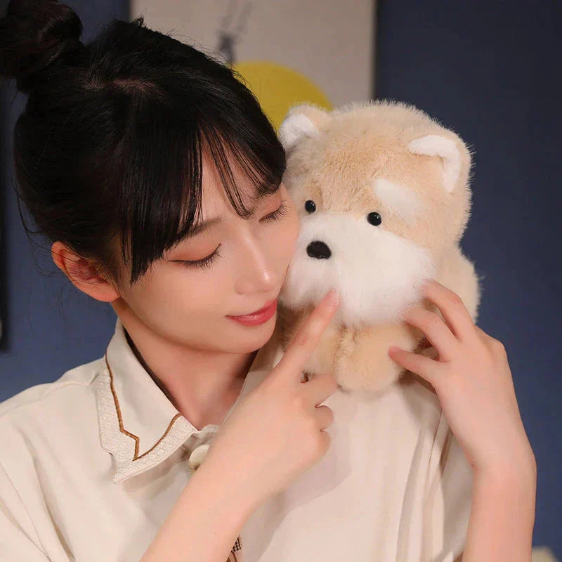 Fluffy Gray Biege Schnauzer Dog Plushie