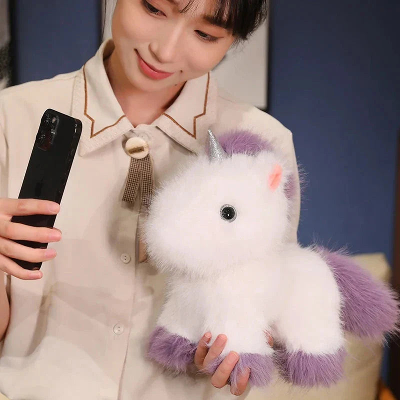 Fluffy White Blue Purple Chibi Unicorn Plushie