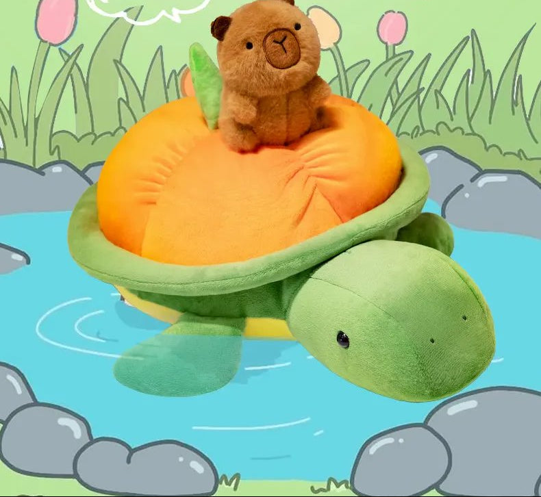 Green Orange Turtle Plush Backpack