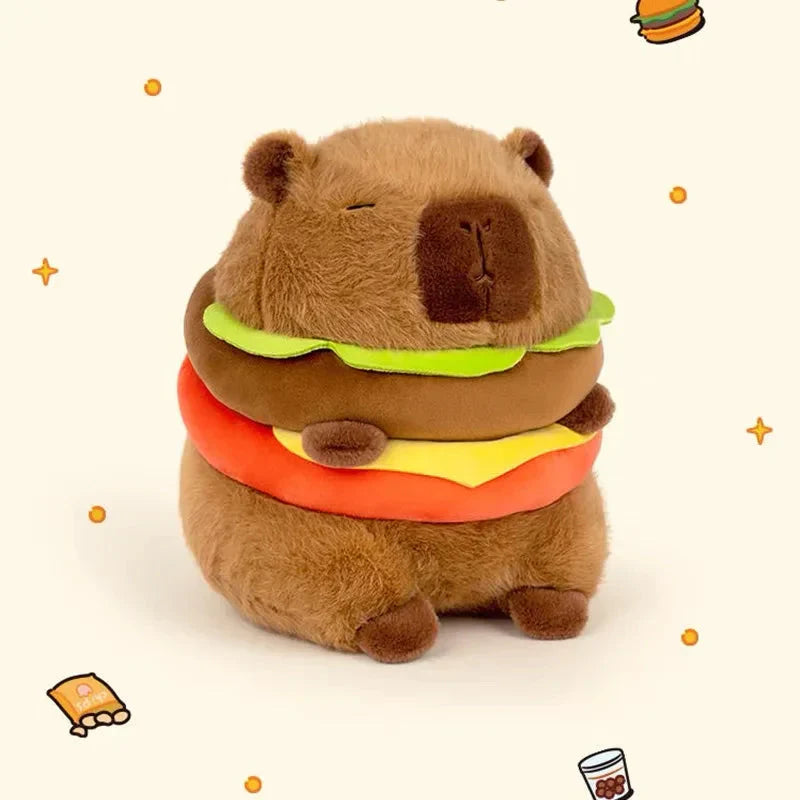 Hamburger Capybara Fluffy Plushie
