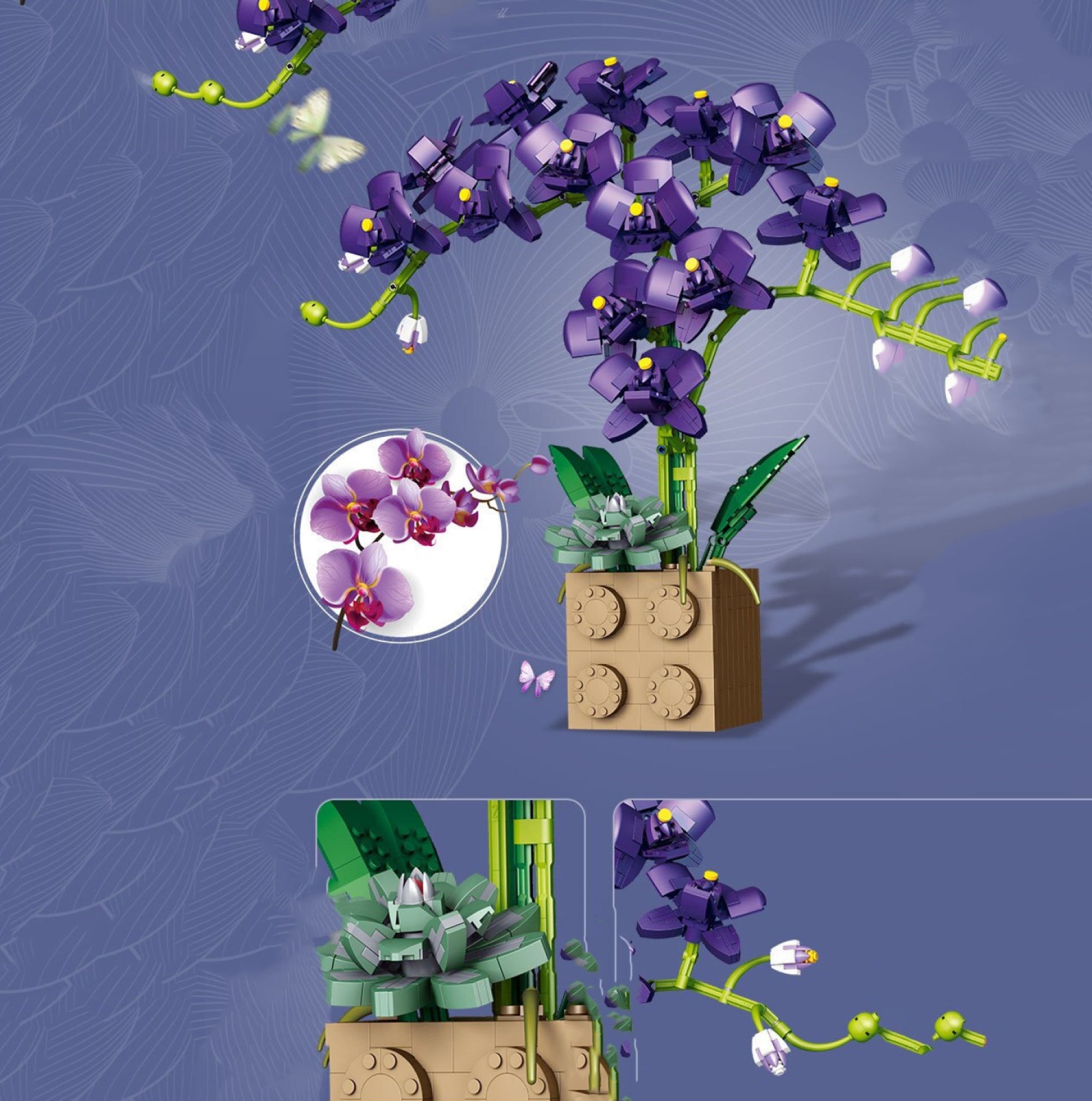 Huge Blossoming Orchid Flower Building Set Collection