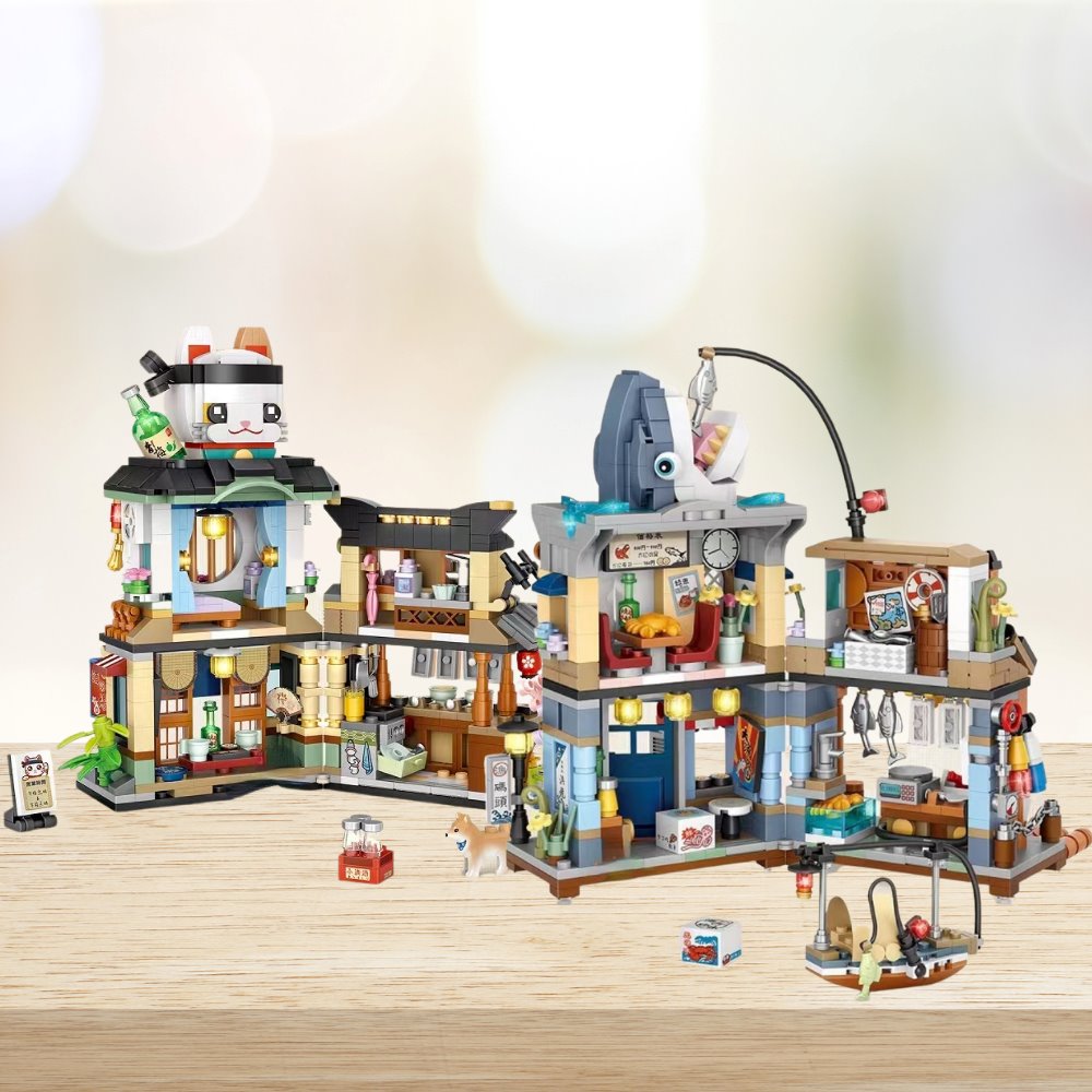 Japanese Ramen Bar Seafood Store Micro Building Sets