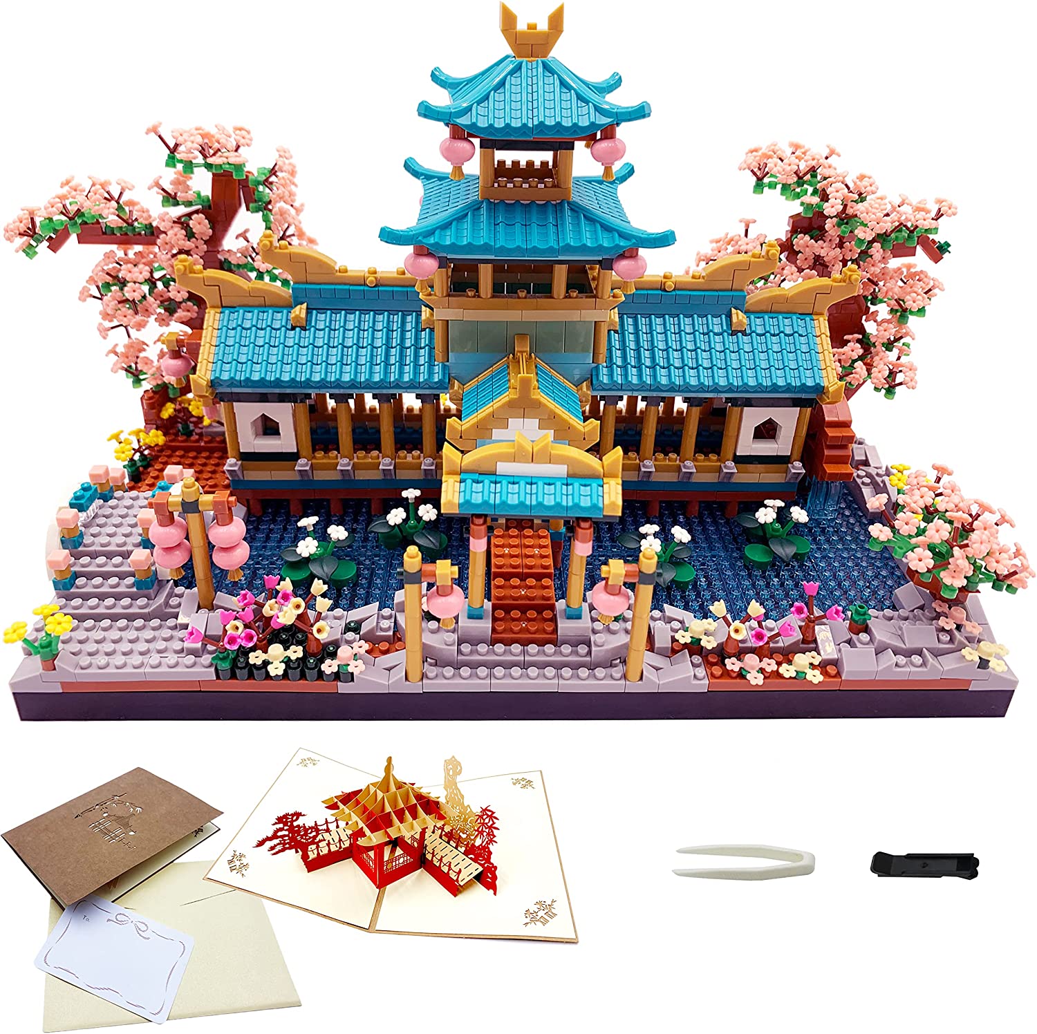 Japanese Sakura Palace Shrine Nano Building Blocks