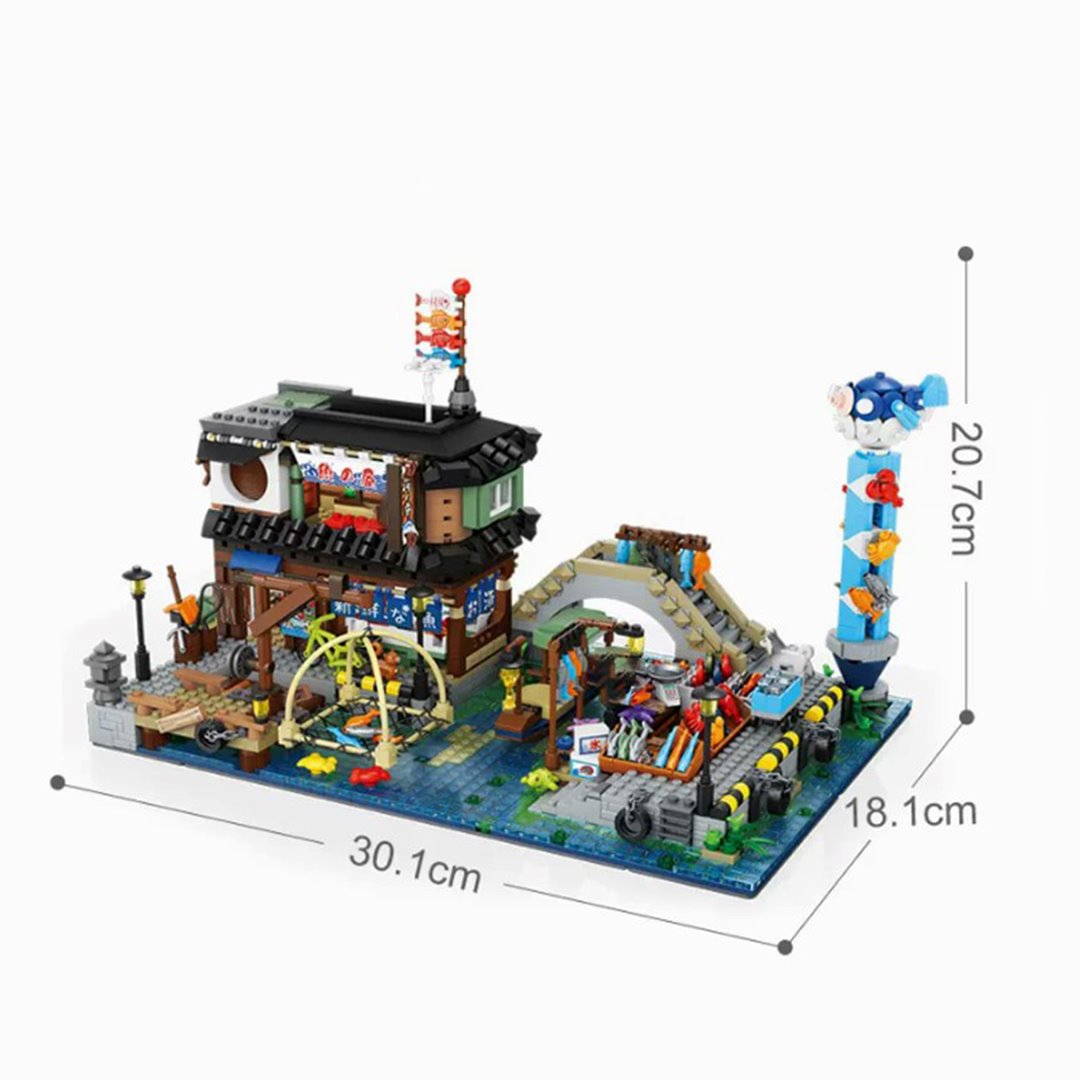 Japanese Seafood Store River Market Micro Building Blocks