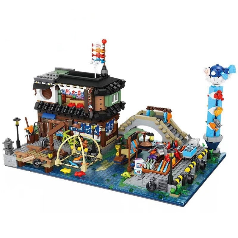 Japanese Seafood Store River Market Micro Building Blocks