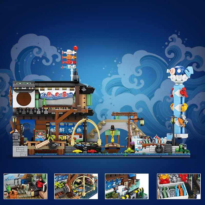 Japanese Seafood Store River Market Micro Building Blocks