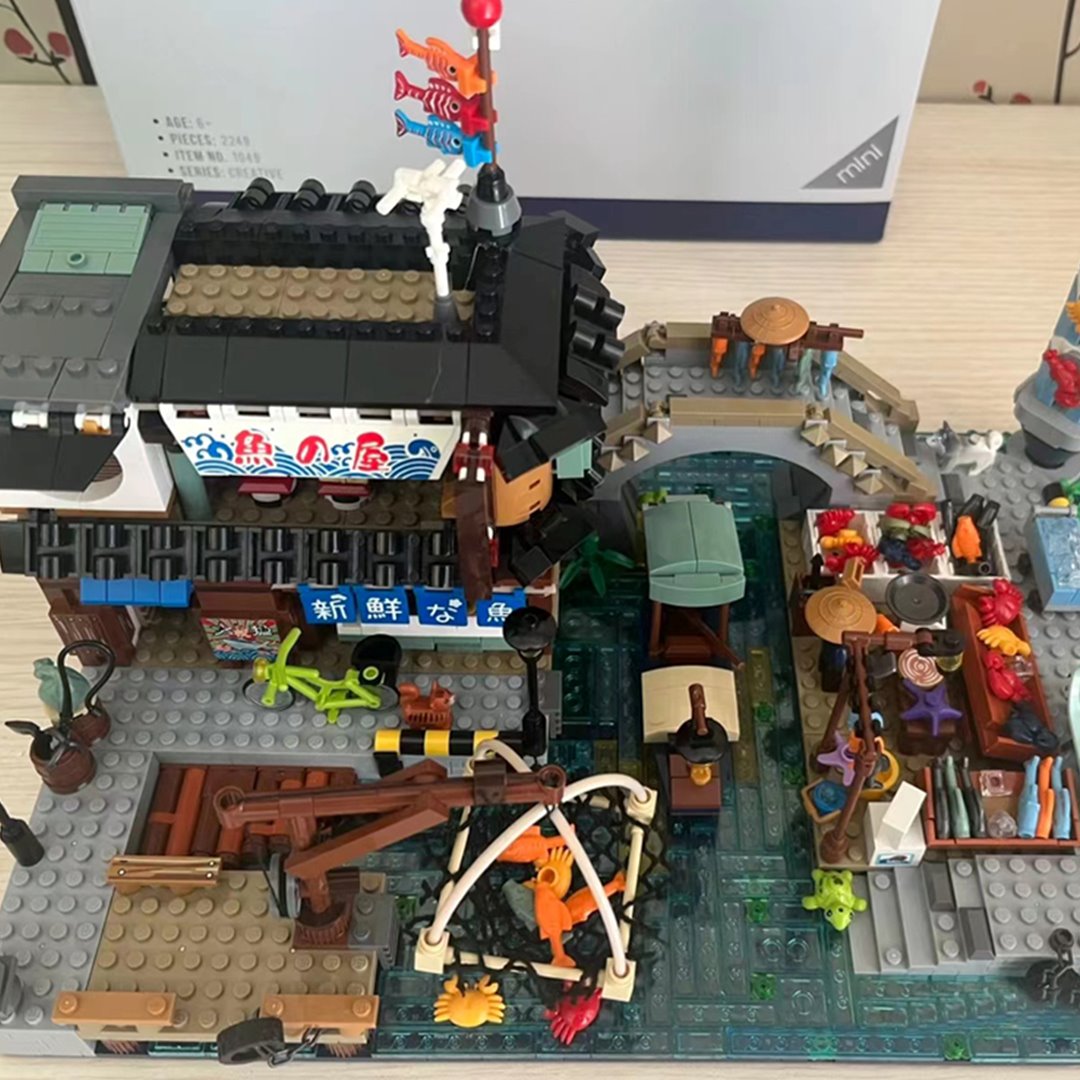 Japanese Seafood Store River Market Micro Building Blocks