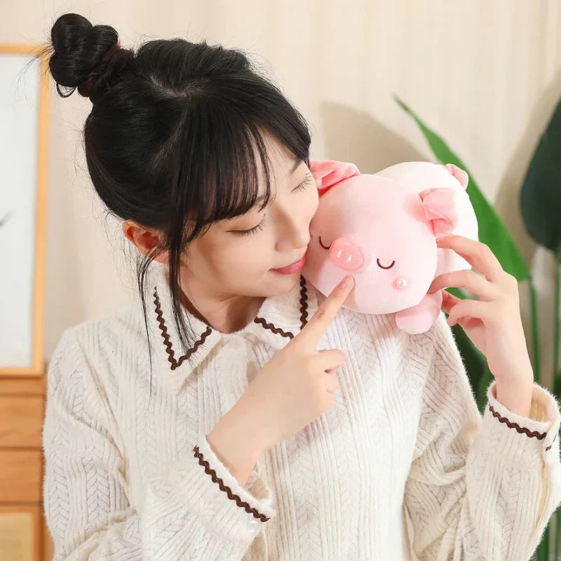 Jeju the Pig hiding in Shell Plushie