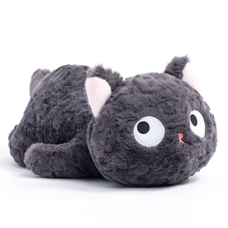 Jiji the Fluffy Black Cat Plushie Laying Down