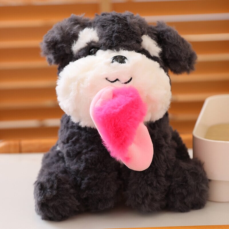 Kawaii Sooty the Black Fluffy Dog with Slipper Plushie
