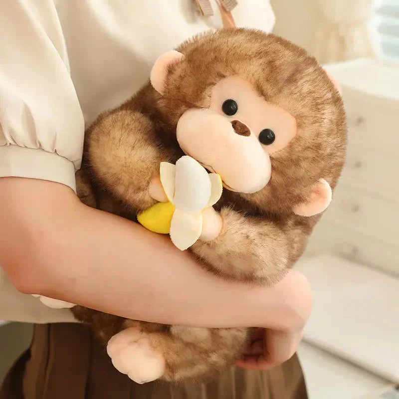 Kawaii Yellow Brown Chunky Monkey With Banana Plushie