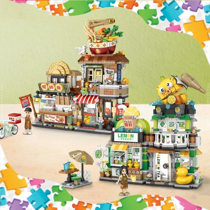 Lemon Tea & Noodle Shop Micro Building Sets
