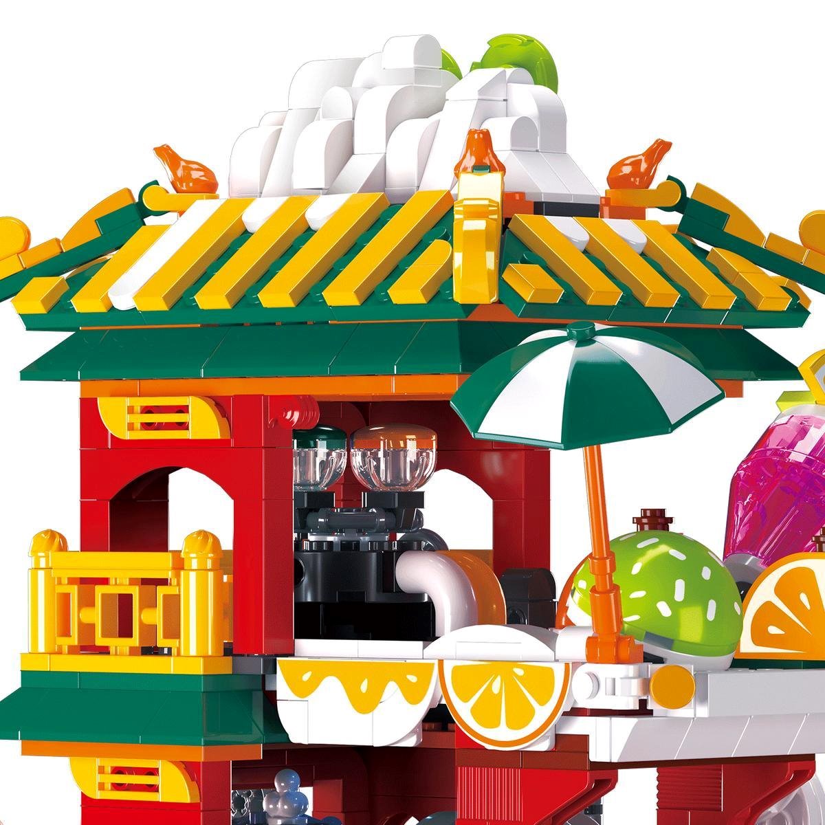 Lion Dance Street Truck Food Stall Micro Building Set
