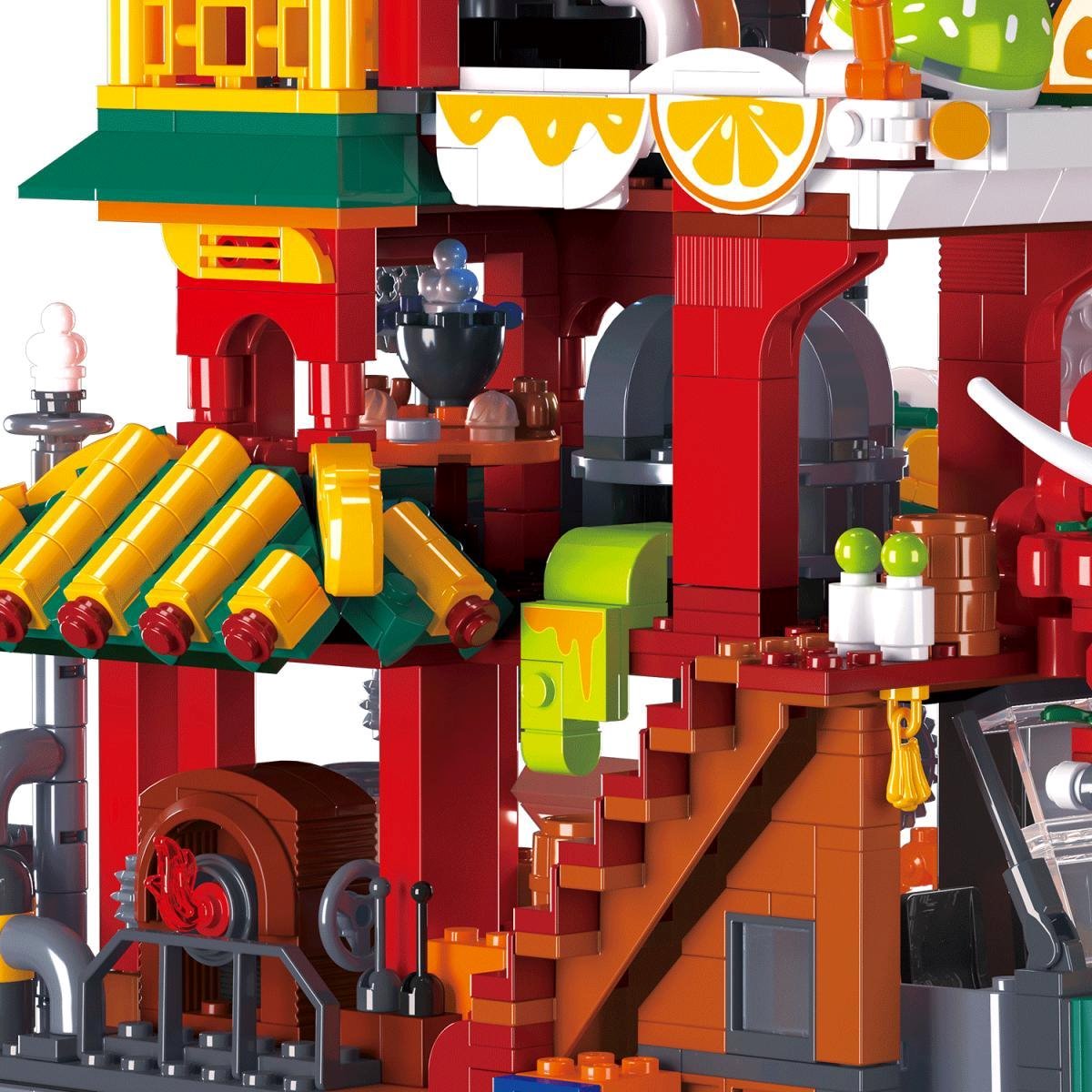 Lion Dance Street Truck Food Stall Micro Building Set