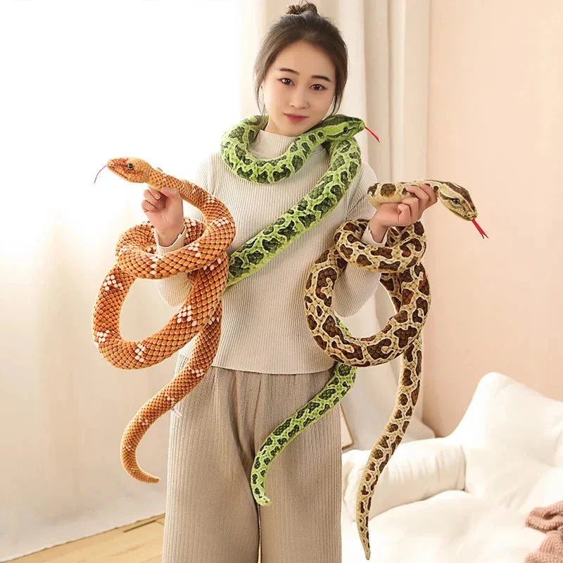 Long Realistic Brown Green Orange Snake Plushies