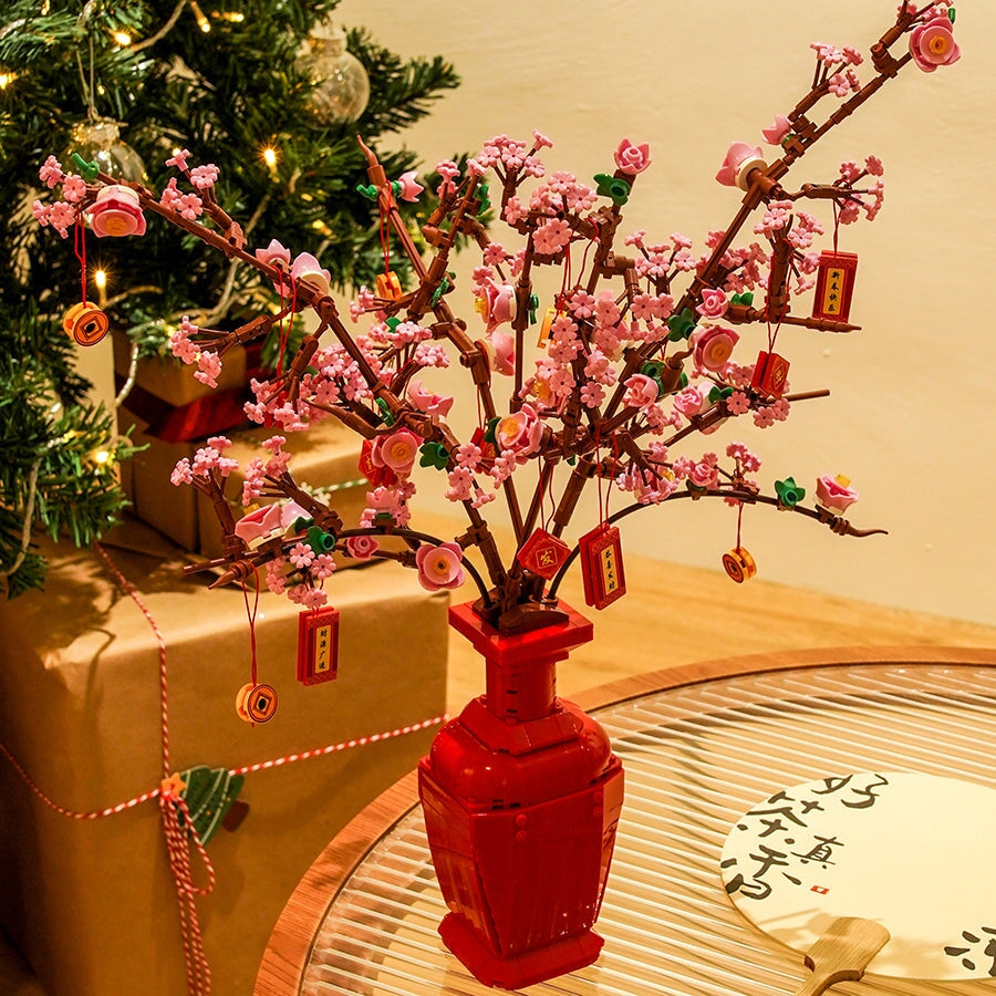 Lucky Peach Blossom Vase Micro Building Blocks