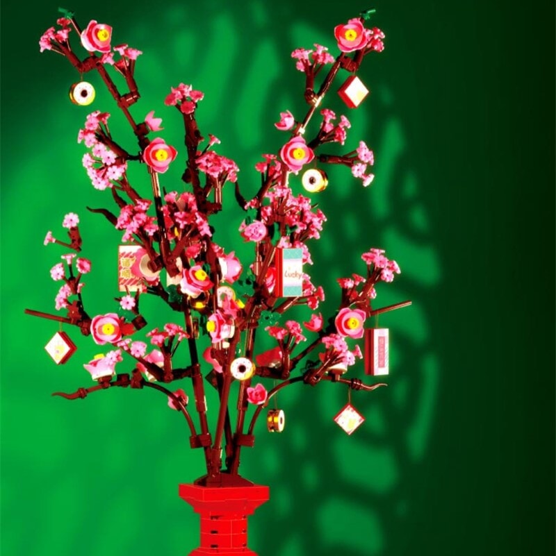 Lucky Peach Blossom Vase Micro Building Blocks