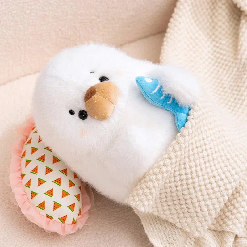 Mochi Seal Plushie with Fish