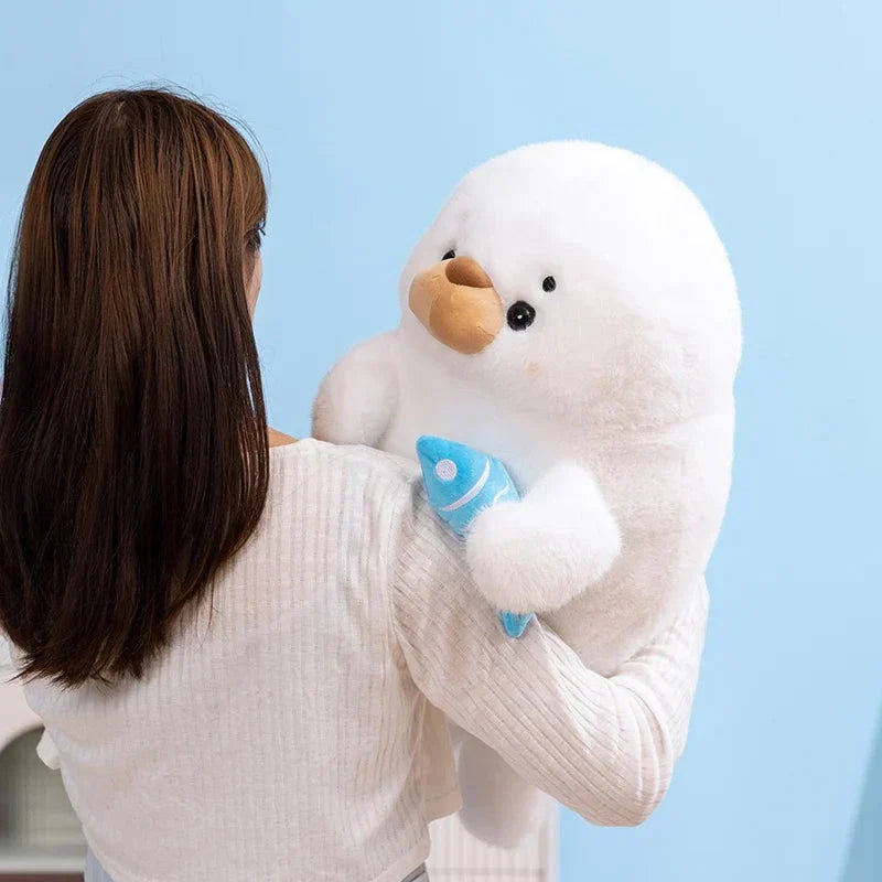 Mochi Seal Plushie with Fish