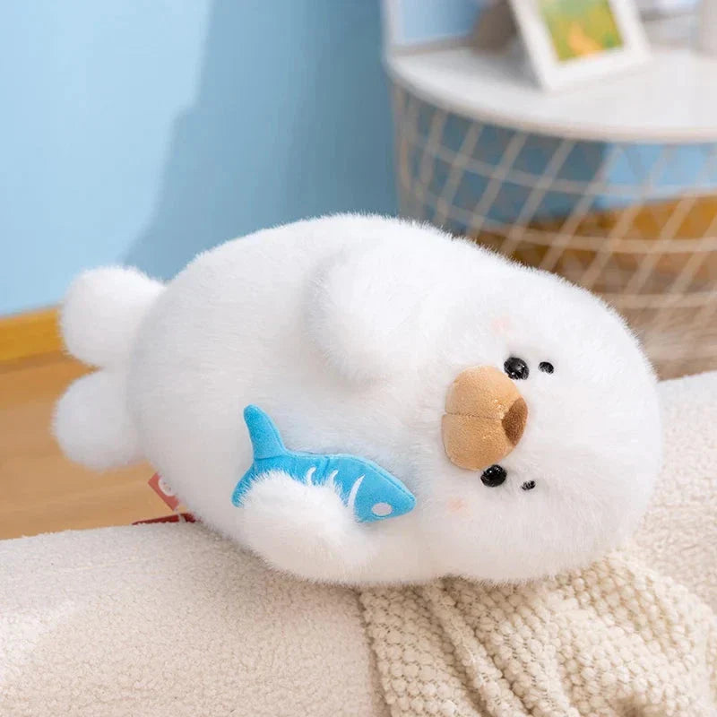 Mochi Seal Plushie with Fish