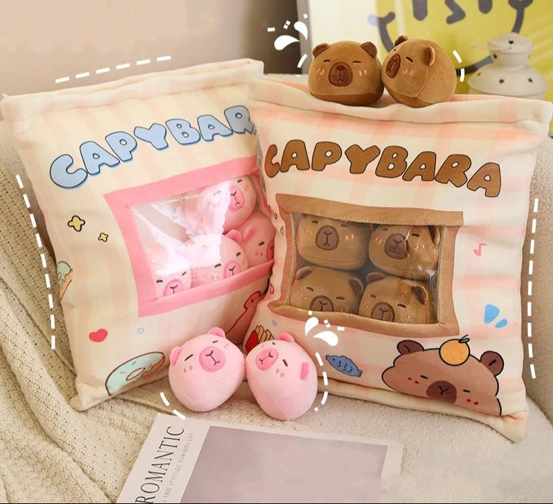 Pink Brown Capybara Candy Bag Plushies