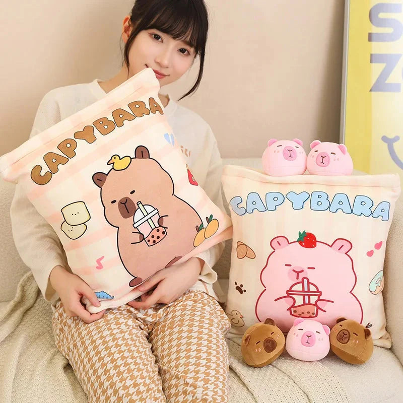 Pink Brown Capybara Candy Bag Plushies