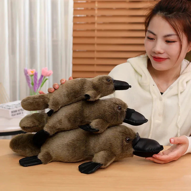 Pleep the Fluffy Brown & White Platypus Plush
