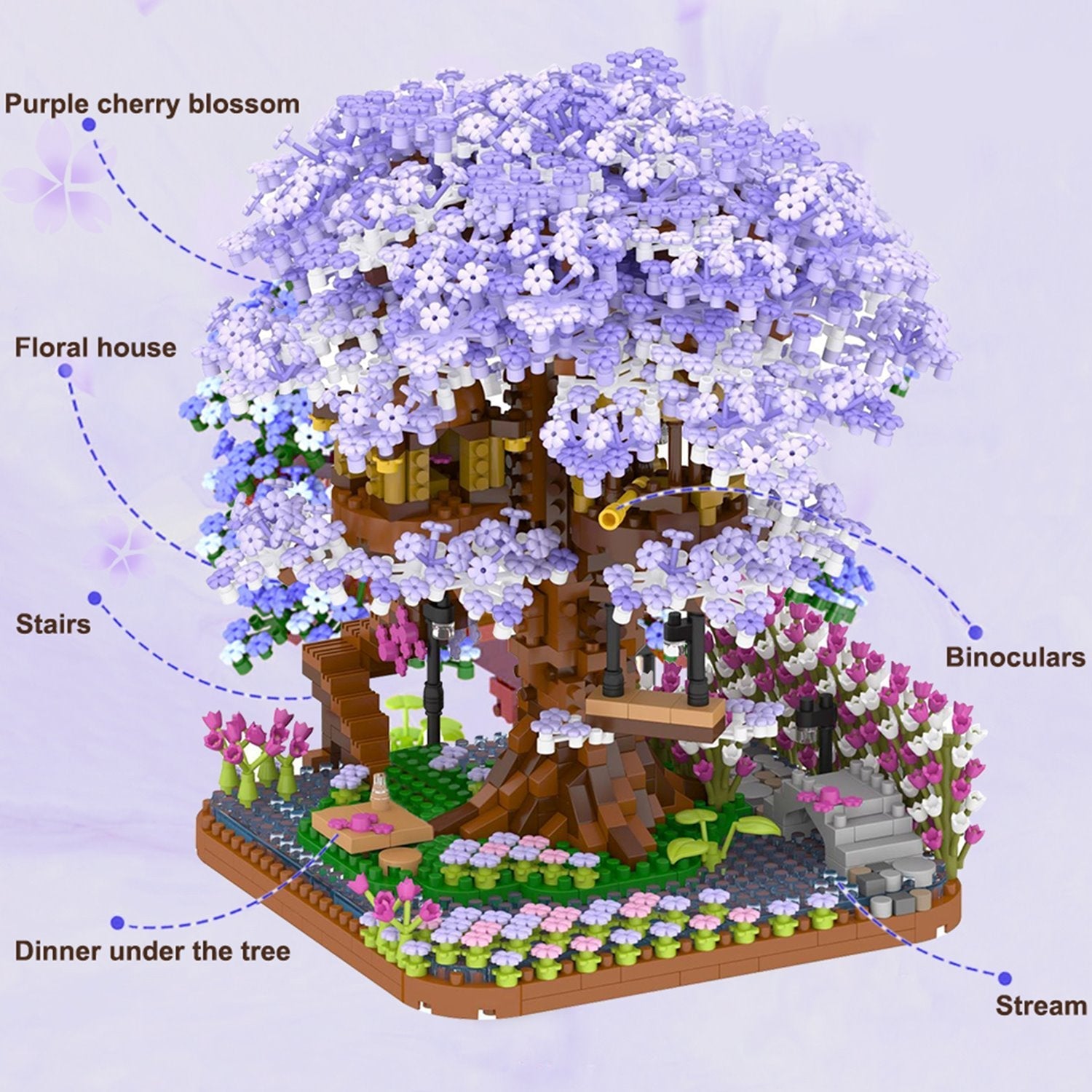 Purple Sakura Tree House Nano Building Set