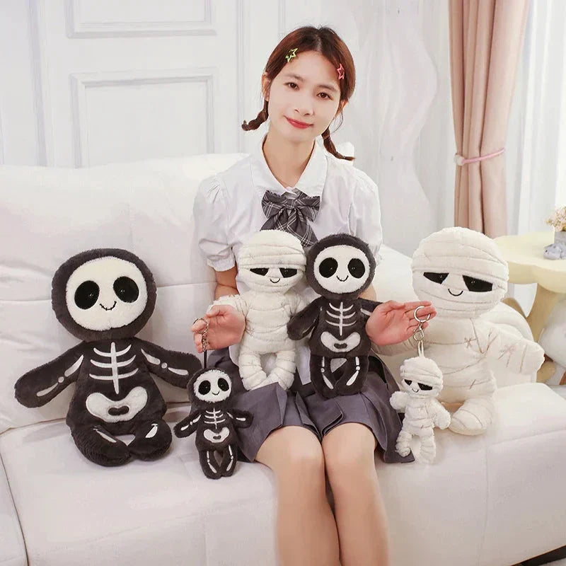 Scary Skeleton and Mummy Halloween Plushies
