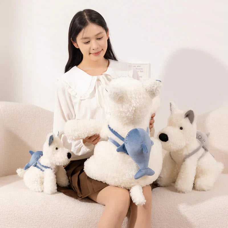 Schnauzer Dog With Shark Bag Plush
