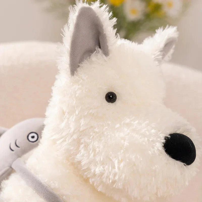 Schnauzer Dog With Shark Bag Plush