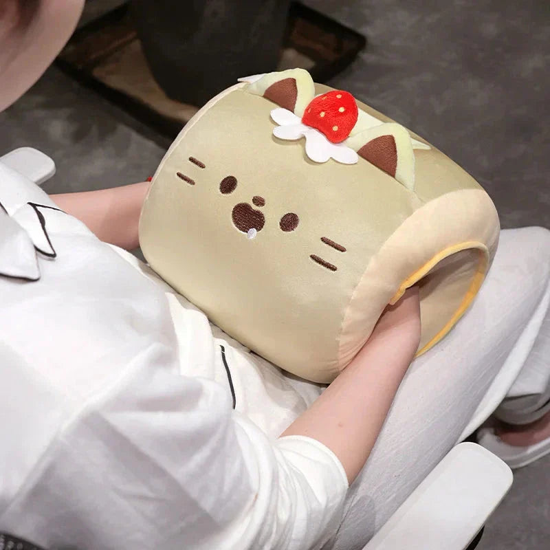 Soft Cat Swiss Roll Cake Handwarmer Plush with Blanket