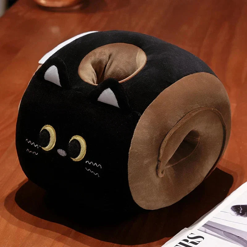 Soft Cat Swiss Roll Cake Handwarmer Plush with Blanket