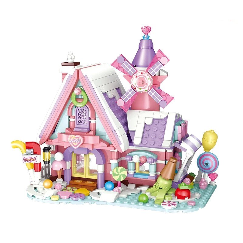 Summer Green and Pink Cottages Micro Building Set