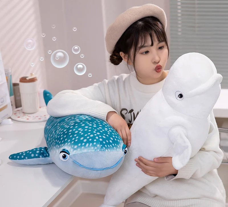 White Beluga Blue Whale Shark 75cm Plushies
