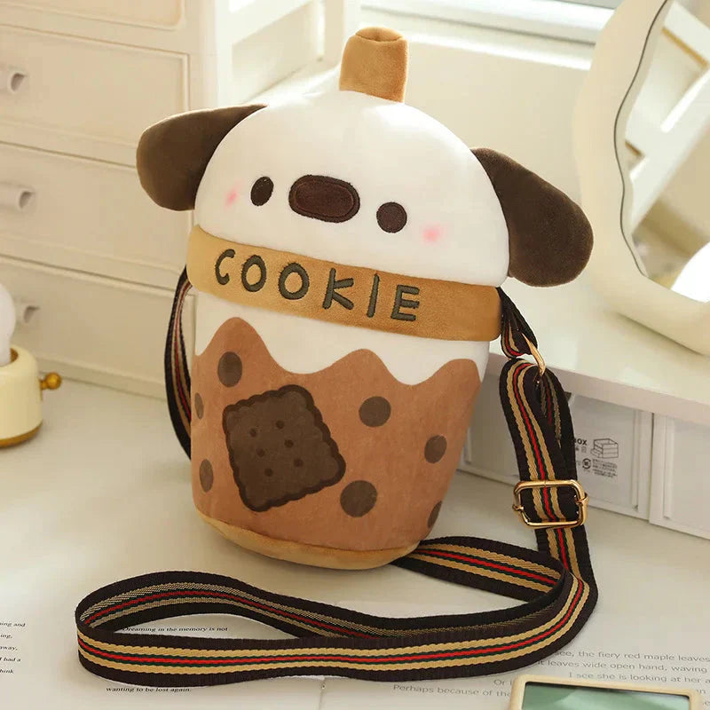 White Bichon Frisé Plushie Bubble Tea Cookie Bag