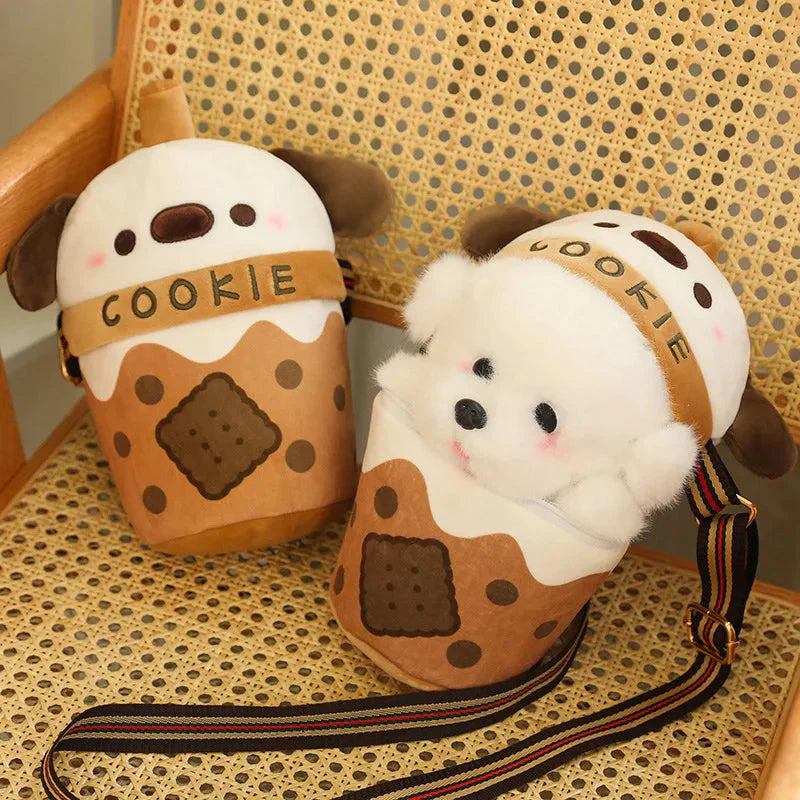 White Bichon Frisé Plushie Bubble Tea Cookie Bag
