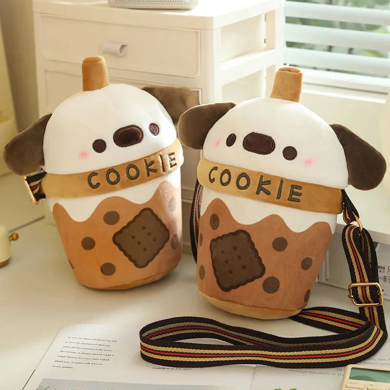 White Bichon Frisé Plushie Bubble Tea Cookie Bag