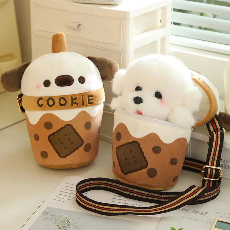White Bichon Frisé Plushie Bubble Tea Cookie Bag