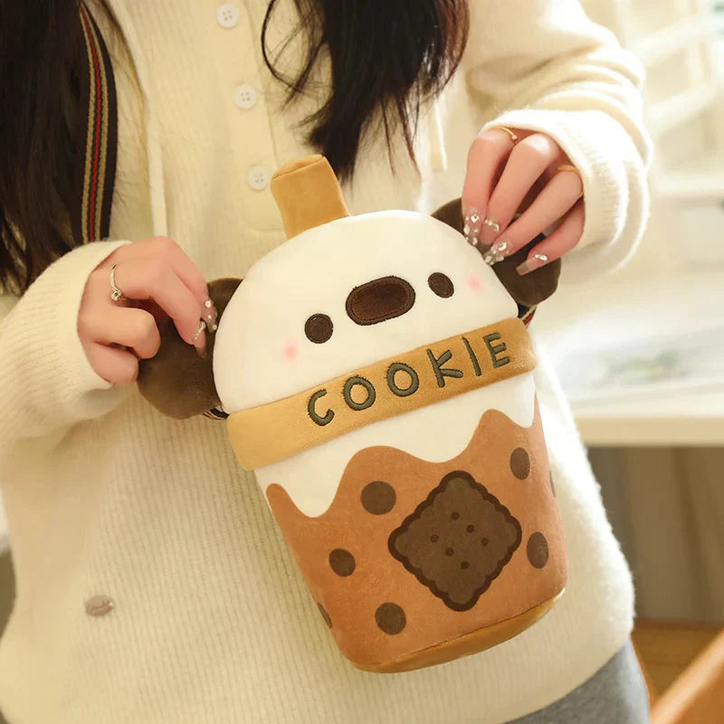 White Bichon Frisé Plushie Bubble Tea Cookie Bag