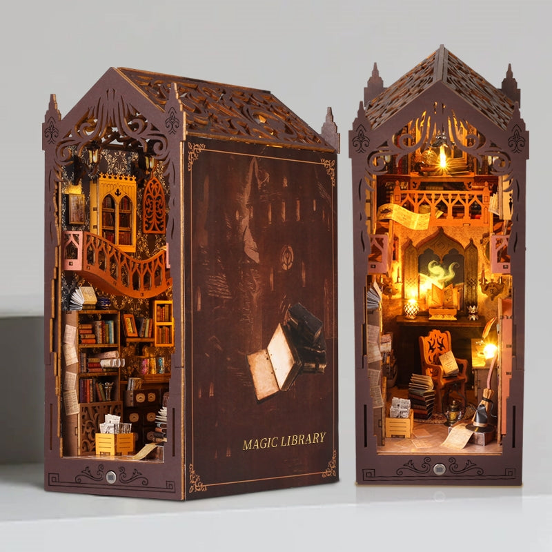 Magic Library DIY Book Nook Kit | 3D Wooden Puzzle Bookend