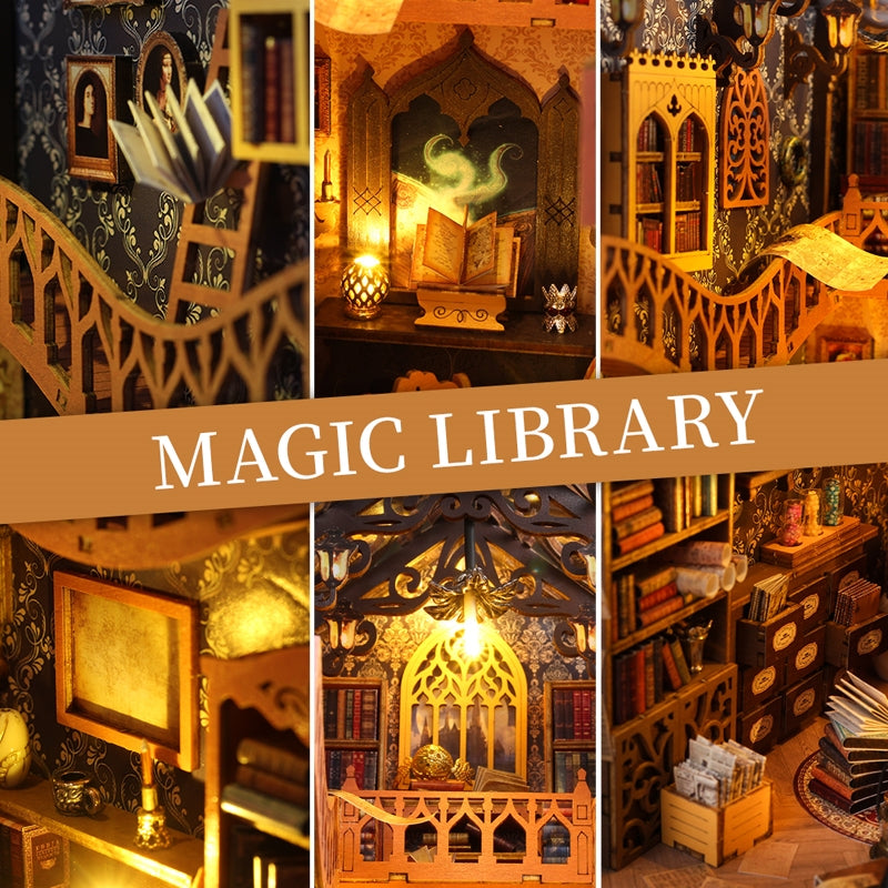 Magic Library DIY Book Nook Kit | 3D Wooden Puzzle Bookend