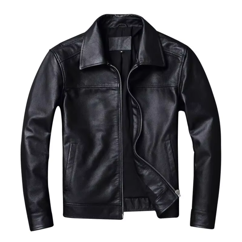 Black Genuine Cowhide Leather Jacket
