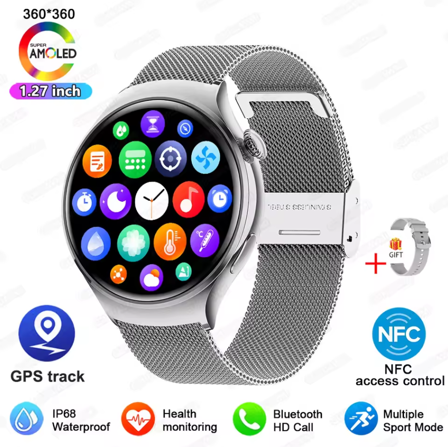 AMOLED Display Luxury Women Smart Watch with Bluetooth Calling Health Tracker