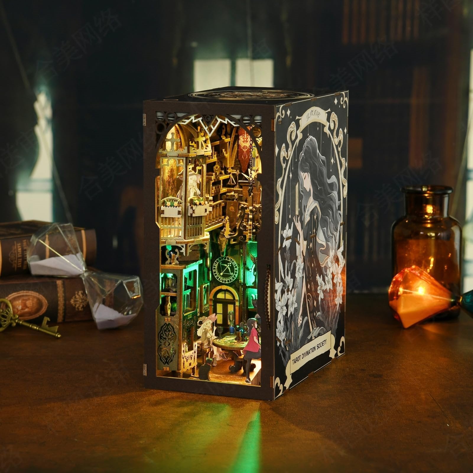 Tarot Divination Society | DIY Book Nook Kit | 3D Wooden Puzzle Bookend